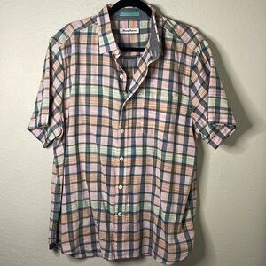 Tommy Bahama Mens Shirt L Short Sleeve Plaid Collared Button Down Casual